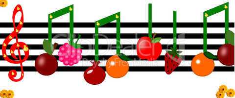 Fruit as notes on a musical figure