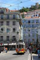 Portugal, the touristy old tramway in Lisbon