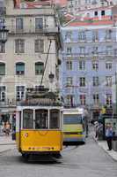 Portugal, the touristy old tramway in Lisbon
