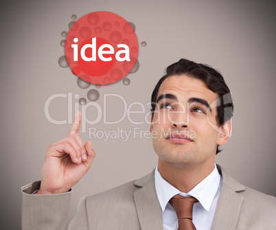 Man pointing to idea bubble