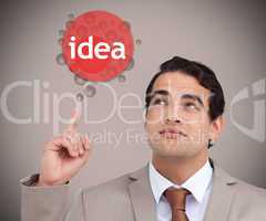 Man pointing to idea bubble