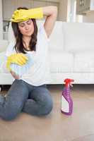 Woman exhausted doing the housework