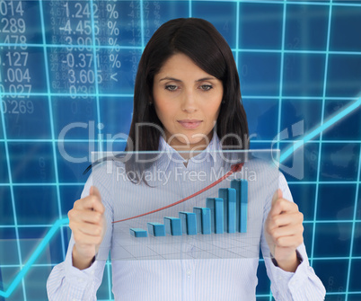 Woman holding hologram of graph
