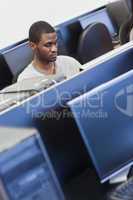 Man sitting in the computer room