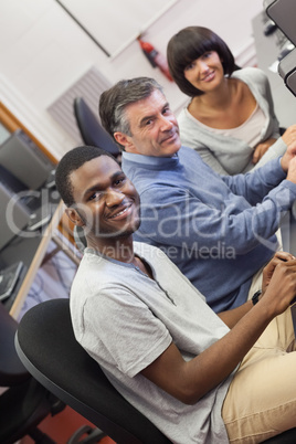 People sitting in the computer room