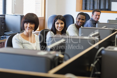 Smiling group in computer class