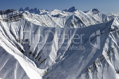 Winter mountains, view from ski resort