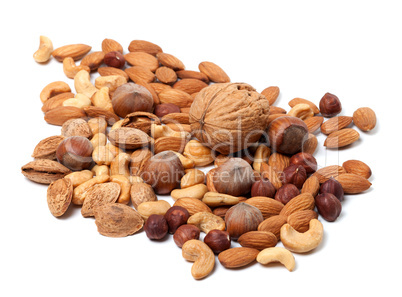 Assortment of raw and roasted nuts