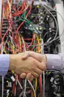 Handshake in front of a data store
