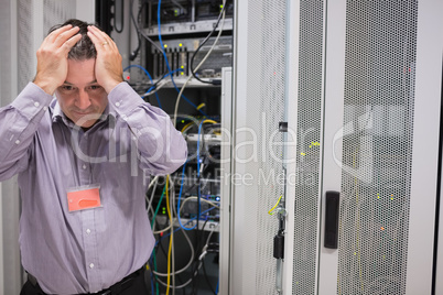 Man looking weary of data servers