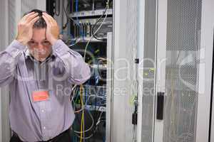 Man looking weary of data servers