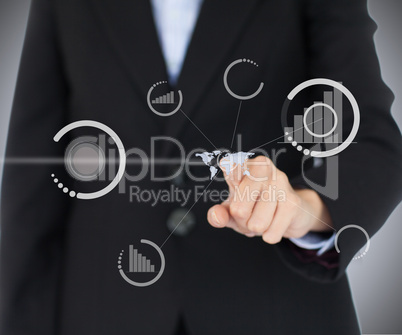 Businessman pointing on a virtual screen