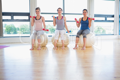 Three  women in fitness studio