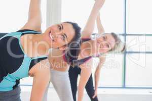 Happy women stretching