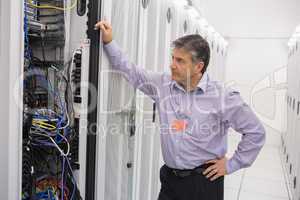 Technician trying to repair the server