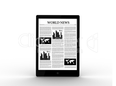 Digital tablet showing world news