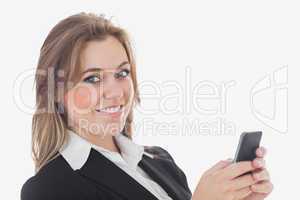 Portrait of business woman using cell phone