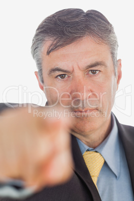 Angry businessman pointing