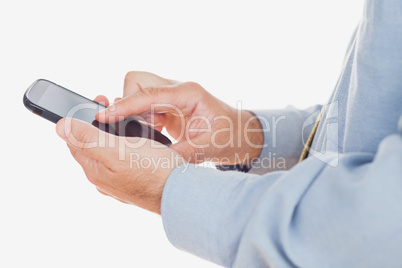 Businessman using cell phone