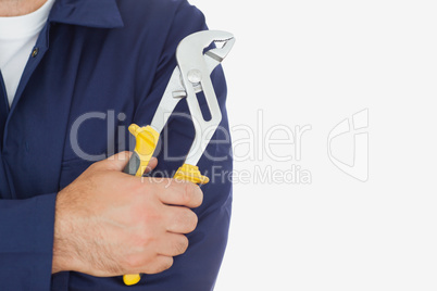 Mechanic holding pliers