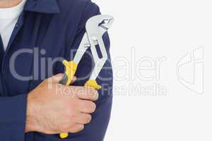 Mechanic holding pliers