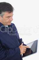 Mechanic using tablet computer