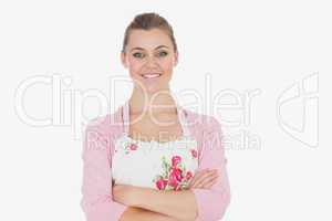 Confident woman wearing apron
