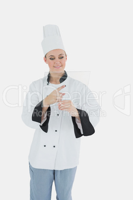 Chef using glass tablet