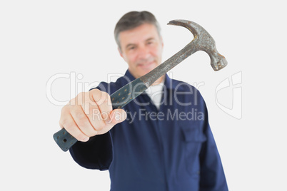 Technician holding hammer