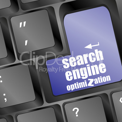 search engine optimization, computer keyboard with seo key