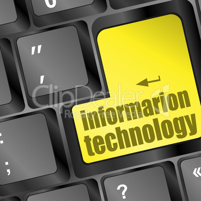 key with information technology text on laptop keyboard