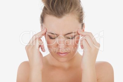 Woman suffering from severe headache