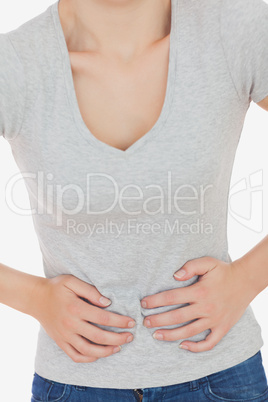 Woman suffering from stomach