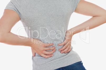 Woman suffering from backpain