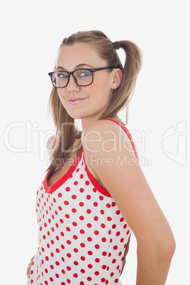 Portrait of young woman in ponytails