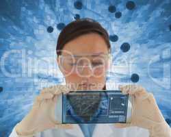 Nurse holding a virtual screen
