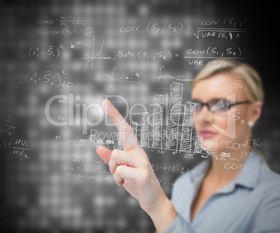 Businesswoman using patterns on touch screen