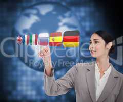 Businesswoman pointing Russian flag