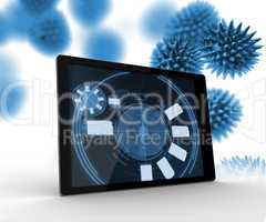 Digital tablet with cells on the background