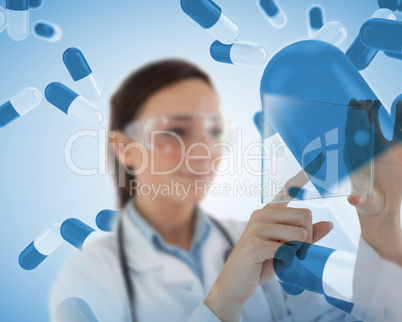 Smiling nurse holding a virtual screen