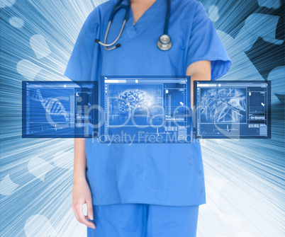 Nurse working with touch screen