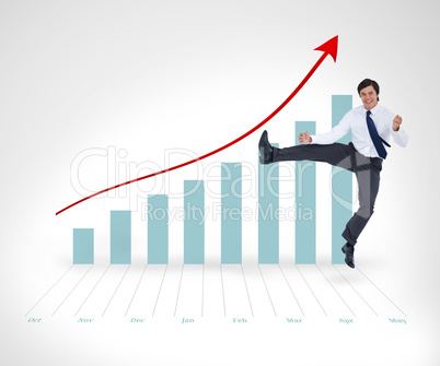 Businessman bouncing against a background