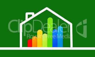 Energy efficient house graphic against a background
