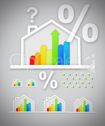 Energy efficient house graphics with question and percentage mar