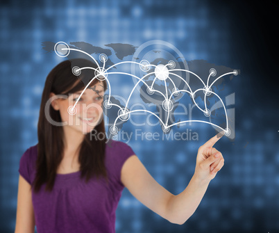 Woman pointing on touch screen