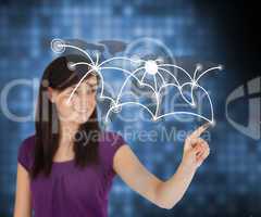 Woman pointing on touch screen