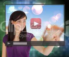 Woman using video on touch screen