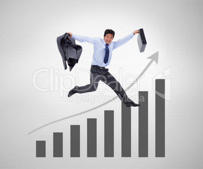 Businessman running against a background