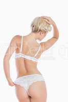 Sensuous woman in white underwear