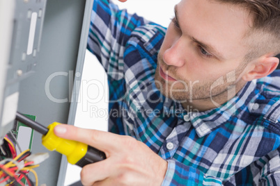 Close-up of computer engineer working on cpu